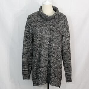 Calvin Klein Long Sleeve Black and White Knit Cowl Neck Sweater Size XL